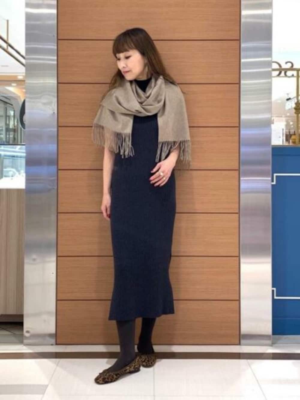 「パンプス、レオパード、アニマル柄、アンレクレ」｜「en recreのワンピースアンサンブル（ワンピース、その他）」を使った、アン レクレ/en recreさん（レディース・160cm）の秋コーディネートの1枚目の写真
