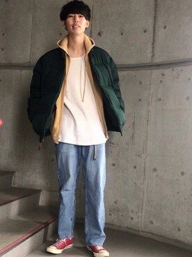 「アクティブ」｜「アイテム（ダウンジャケット/コート）」を使った、muneyukiさん（メンズ・177cm）の冬コーディネート