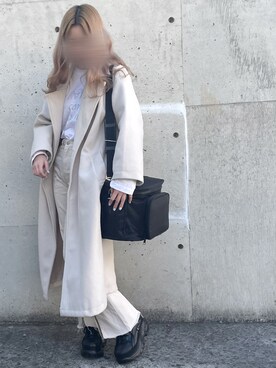 「オールホワイト」｜「アイテム（チェスターコート）」を使った、no.08さん（レディース・160cm）の冬コーディネート