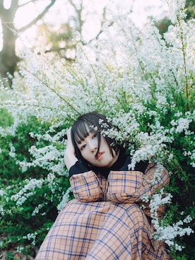 「花見」｜「アイテム（ワンピース/ドレス）」を使った、ちっちさん（レディース・163cm）の春コーディネート