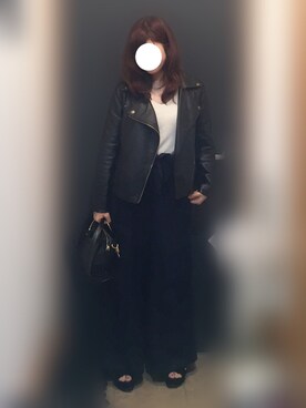 「PAGEBOY（ページボーイ）のアイテム（ライダースジャケット）」を使った、suさん（レディース・152cm）の春コーディネート