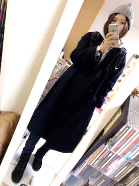 「UNIQLO（ユニクロ）のWOMEN ウルトラストレッチジーンズ（デニムパンツ）」を使った、Megumi  Okadaさん（レディース・161cm）の冬コーディネート