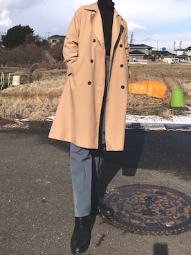 「Yves Saint Laurent（イヴサンローラン）のアイテム（シューズ）」を使った、SENAさん（メンズ・172cm）の冬コーディネート