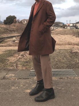 「Yves Saint Laurent（イヴサンローラン）のアイテム（シューズ）」を使った、SENAさん（メンズ・172cm）の冬コーディネート