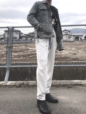 「Yves Saint Laurent（イヴサンローラン）のアイテム（シューズ）」を使った、SENAさん（メンズ・172cm）の冬コーディネート