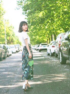 「一个意大利牌子？のアイテム（パンプス、グリーン系）」を使った、宇直少女さん（レディース）の冬コーディネート