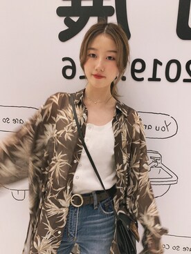 「MOUSSY（マウジー）のアイテム（キャミソール、ホワイト系）」を使った、宇直少女さん（レディース）の春コーディネート