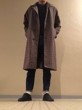 「アイテム（ステンカラーコート）」を使った、tomoyaさん（メンズ・180cm・20代）の秋コーディネート