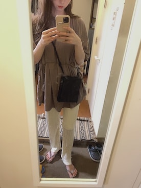「ナチュラル」｜「アイテム（ビーチサンダル）」を使った、e♡さん（レディース・158cm）の夏コーディネート