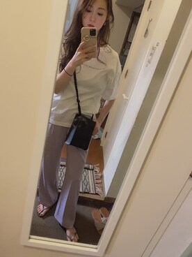 「アイテム（ビーチサンダル、ブラウン系）」を使った、e♡さん（レディース・158cm）の夏コーディネート