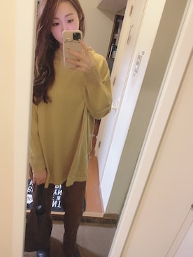 「マスタード」｜「アイテム（ブーティ）」を使った、e♡さん（レディース・158cm）の秋コーディネート