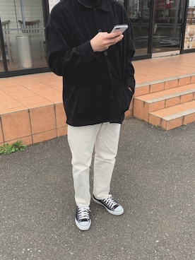 「CONVERSE（コンバース）のCONVERSE コンバース ALL STAR OX オールスター オックス（スニーカー、ブラック系）」を使った、Shunさん（メンズ・173cm）の春コーディネート