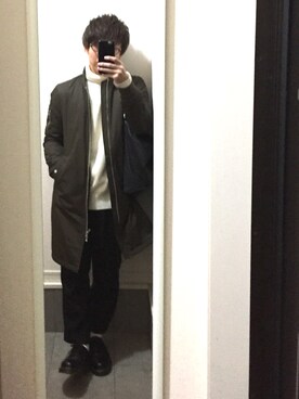 「Lui's（ルイス）のアイテム（MA-1）」を使った、TAMAさん（メンズ・165cm）の冬コーディネート