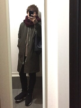 「Lui's（ルイス）のアイテム（MA-1）」を使った、TAMAさん（メンズ・165cm）の冬コーディネート
