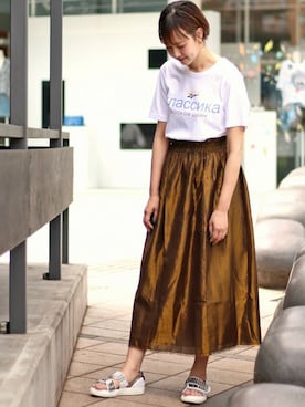 「POLDER（ポルダー）のアイテム（スカート）」を使った、SAKURAKOさん（レディース・165cm）の夏コーディネート