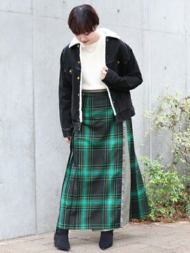 「Lee（リー）のアイテム（ブルゾン）」を使った、SAKURAKOさん（レディース・165cm）の冬コーディネート