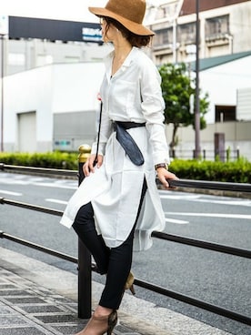 「アイテム（シャツワンピース）」を使った、fashionletterさん（レディース・160cm）の夏コーディネート