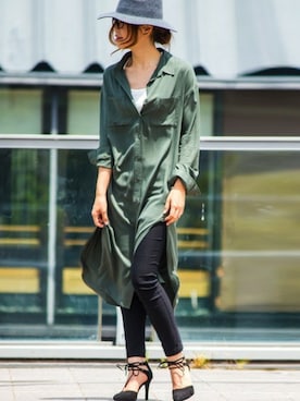 「とろみシャツ」｜「アイテム（ワンピース/ドレス）」を使った、fashionletterさん（レディース・160cm）の秋コーディネート