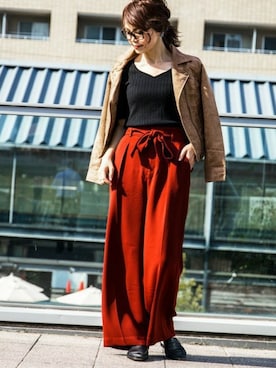「アイテム（ライダースジャケット）」を使った、fashionletterさん（レディース・160cm）の秋コーディネート