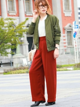 「アイテム（MA-1）」を使った、fashionletterさん（レディース・160cm）の秋コーディネート
