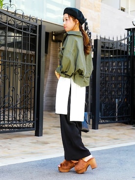 「アイテム（ミリタリージャケット）」を使った、fashionletterさん（レディース・147cm）の秋コーディネート