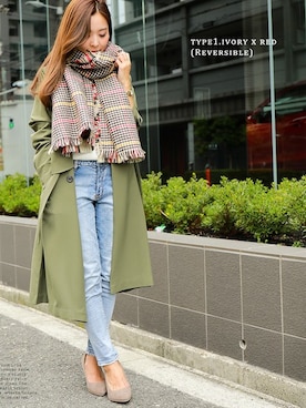 「アイテム（トレンチコート）」を使った、fashionletterさん（レディース・147cm）の秋コーディネート