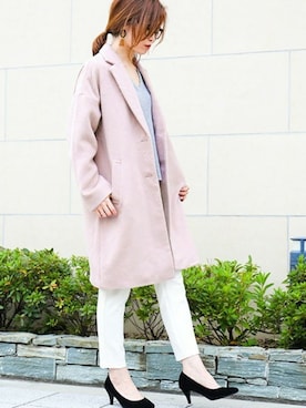「アイテム（チェスターコート）」を使った、fashionletterさん（レディース・160cm）の秋コーディネート