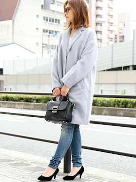 「アイテム（チェスターコート）」を使った、fashionletterさん（レディース・160cm）の秋コーディネート