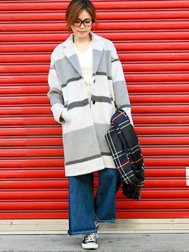 「アイテム（チェスターコート）」を使った、fashionletterさん（レディース・160cm）の秋コーディネート