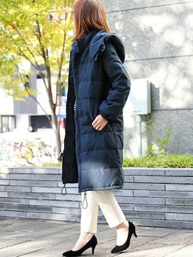 「ネイビー×ホワイト」｜fashionletterさん（レディース・160cm）の冬コーディネート