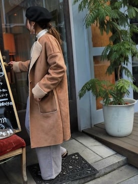 「アイテム（ムートンコート）」を使った、fashionletterさん（レディース・147cm）の冬コーディネート
