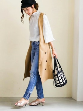 「アイテム（トレンチコート）」を使った、fashionletterさん（レディース・147cm）の冬コーディネート