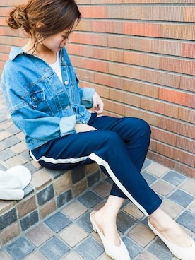 「アイテム（デニムジャケット）」を使った、fashionletterさん（レディース・147cm）の冬コーディネート