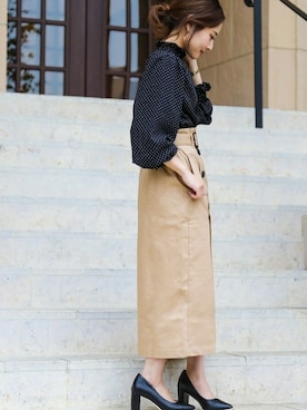 「トレンチスカート」｜fashionletterさん（レディース・147cm）の冬コーディネート