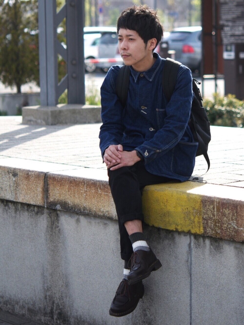 「シンプル、はるコーデ」｜「orSlowのor slow/オアスロウ　40S COVER ALL                   （デニムジャケット、ブルー系）」を使った、 Yoshidaさん（メンズ・168cm）の春コーディネートの1枚目の写真
