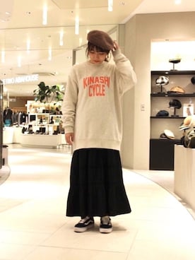 「アイテム（ハンチング/ベレー帽）」を使った、AIKAさん（レディース・154cm）の秋コーディネート