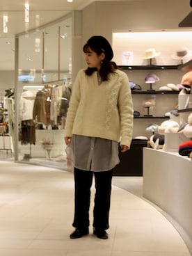 「アイテム（ハンチング/ベレー帽）」を使った、AIKAさん（レディース・154cm）の秋コーディネート