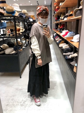 「アイテム（ヘアバンド）」を使った、AIKAさん（レディース・154cm）の春コーディネート