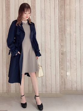「TITTY&CO.（ティティーアンドコー）のアイテム（トレンチコート）」を使った、Naomi🤍さん（レディース・152cm）の春コーディネート