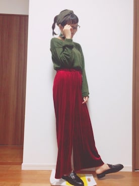 「BACKS（バックス）のアイテム（トップス）」を使った、田嶋 澪さん（レディース・152cm）の秋コーディネート