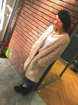 「SpRay（スプレイ）のアイテム（ノーカラージャケット）」を使った、SpRay 大和郡山さん（レディース・152cm）の冬コーディネート