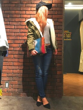 「SpRay（スプレイ）のアイテム（ミリタリージャケット）」を使った、SpRay 大和郡山さん（レディース・169cm）の秋コーディネート