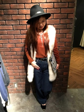 「SpRay（スプレイ）のアイテム（帽子）」を使った、SpRay 大和郡山さん（レディース・159cm）の秋コーディネート