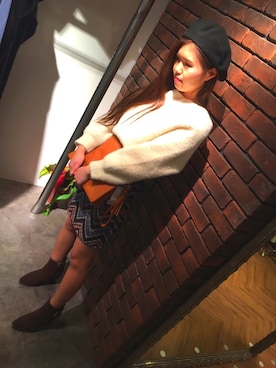 「SpRay（スプレイ）のアイテム（ハンチング/ベレー帽）」を使った、SpRay 大和郡山さん（レディース・159cm）の冬コーディネート
