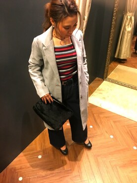 「SpRay（スプレイ）のアイテム（チェスターコート）」を使った、SpRay 大和郡山さん（レディース・153cm）の秋コーディネート