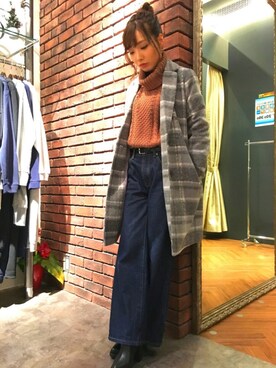 「SpRay（スプレイ）のアイテム（チェスターコート）」を使った、SpRay 大和郡山さん（レディース・152cm）の秋コーディネート