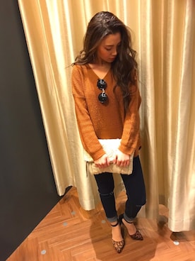 「SpRay（スプレイ）のアイテム（パンツ）」を使った、SpRay 大和郡山さん（レディース・154cm）の冬コーディネート