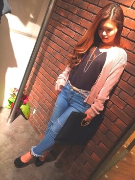 「SpRay（スプレイ）のアイテム（ノーカラージャケット）」を使った、SpRay 大和郡山さん（レディース・159cm）の冬コーディネート