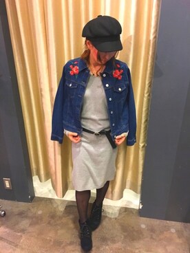 「SpRay（スプレイ）のアイテム（デニムジャケット）」を使った、SpRay 大和郡山さん（レディース・152cm）の冬コーディネート