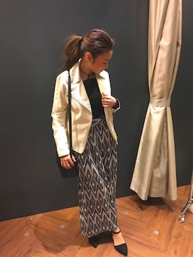 「SpRay（スプレイ）のアイテム（ライダースジャケット）」を使った、SpRay 大和郡山さん（レディース・153cm）の冬コーディネート